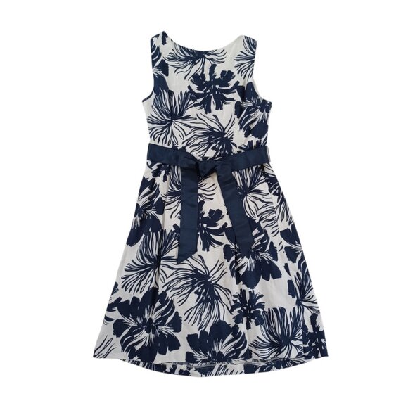 Per Una Floral Linen Dress Pure Linen Blue White Sleeveless Tropical Size 10 - Picture 2 of 14